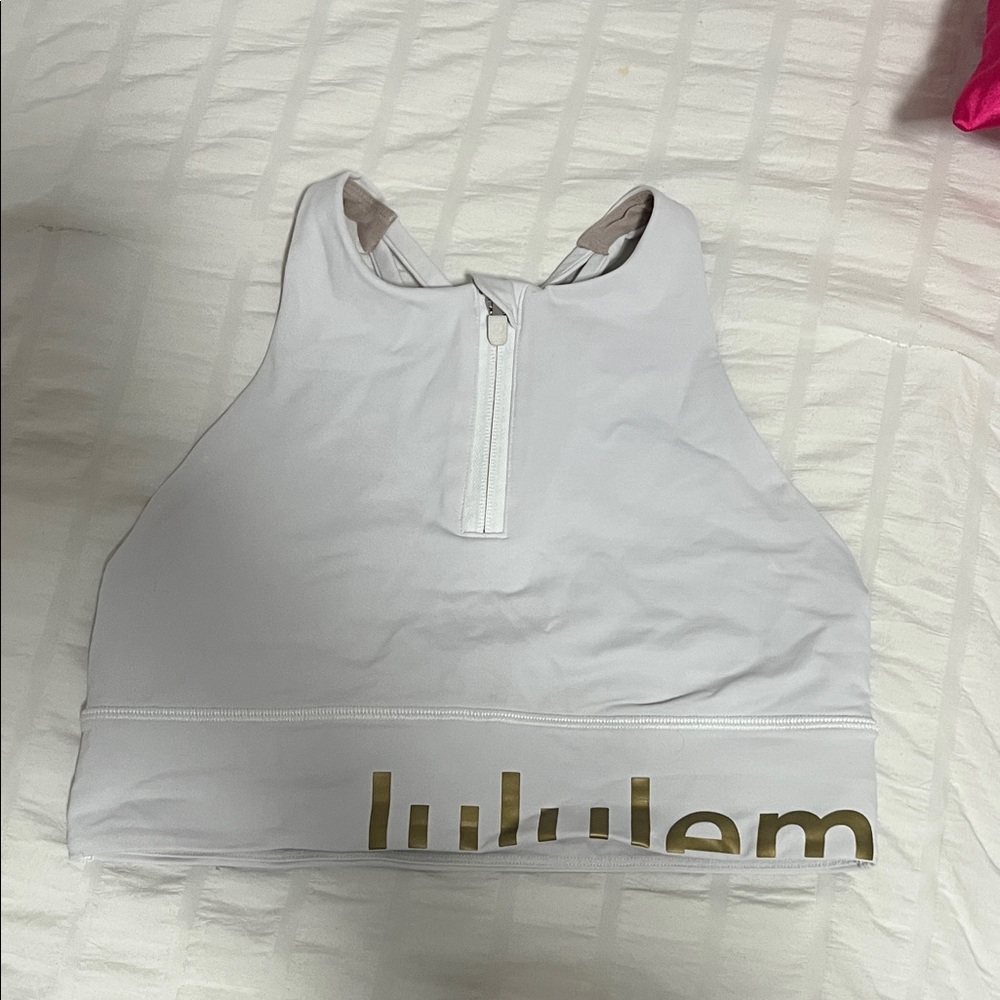 lululemon athletica White Sports Bra with Gold Accents
